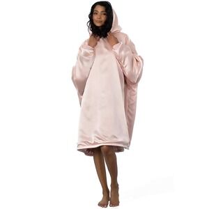 Kitsche‎ Luxe Satin Oversized Hooded Pink One Size Lounge